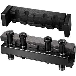 Barre de distribution Oventrop 1351672 DN 32, acier, avec isolation et support mural, pour 2 circuits de chauffage