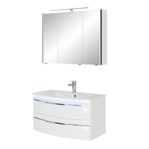 Pelipal Series 7045 bathroom furniture set SET-167-064 white high gloss / white gloss, chrome handles, 91 cm