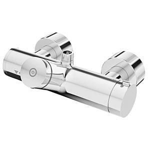 Schell Vitus shower self-closing thermostat 016000699 shower connection above, surface-mounted, mixed water, chrome-plated