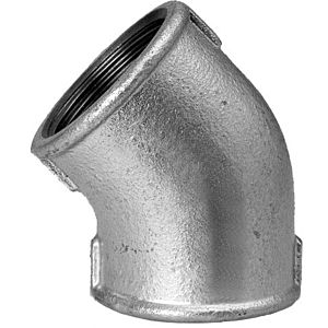 Hermann Schmidt malleable iron angle DN 15, 1/2&quot;, 45 degree internal thread, galvanized