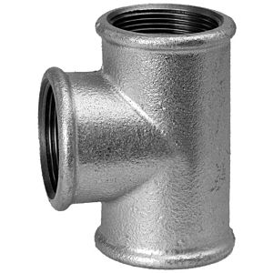 Hermann Schmidt Temperguss 130 T-Stück 13130065 DN 65, 2 1/2", egal, IG/IG/IG, verzinkt