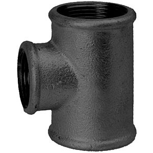 Hermann Schmidt malleable iron 130 T-piece 14130219 DN 32 x 15, 1 1/4&quot; x 1/2&quot;, reduced, IT/IT/IT, black
