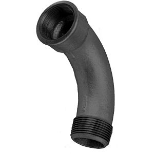 Coude en fonte malléable Hermann Schmidt 3/4&quot;, filetage intérieur/extérieur 90 degrés, long, noir