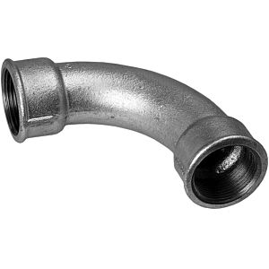 Hermann Schmidt Temperguss Bogen 1 1/4", 90Grad Innengewinde, lang, verzinkt