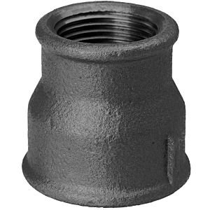 Hermann Schmidt Temperguss Reduktionsmuffe 14240009 DN 20 x 10, 3/4" x 3/8", IG/IG, schwarz