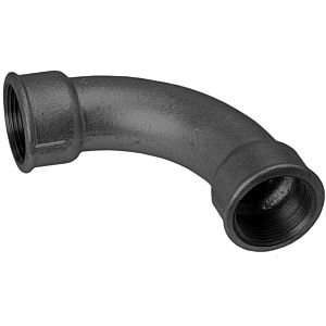 Hermann Schmidt malleable iron elbow DN 32, 1 1/4&quot;, 90 degree internal thread, long, black