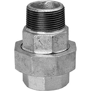 Hermann Schmidt Temperguss Verschraubung DN 32, 1 1/4" flach dichtend, Innengewinde/Aussengewinde, verzinkt