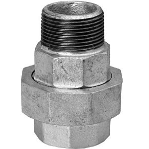 Raccord en fonte malléable Hermann Schmidt DN 25, joint conique 1&quot;, filetage intérieur/filetage extérieur, zingué