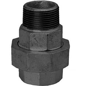 Raccord en fonte malléable Hermann Schmidt DN 10, 3/8&quot; noir, joint conique, filetage intérieur/extérieur
