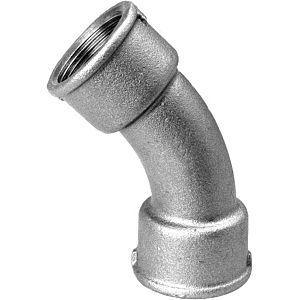 Hermann Schmidt Temperguss Bogen DN 15, 1/2", 45° Innengewinde, verzinkt
