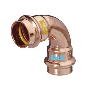 Coude en V HS AQUAGAS 22 x 22 mm 452002222 Cuivre, 90 degrés, I/I, serti, pour gaz et eau