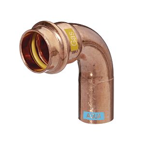 HS AQUAGAS V-bend 28 x 28 mm 452102828 90 degrees, A/I, Press Copper, Fitting for gas and water
