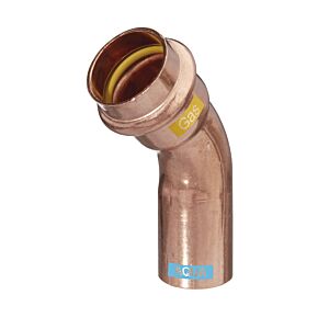 Coude en V HS AQUAGAS 42 x 42 mm 452404242 45 degrés, A/I, Cuivre à sertir, Raccord pour gaz et eau