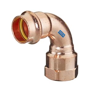 HS AQUAGAS V-bend 15 mm x 1/2 inch 4526015012 90 degrees, female thread, press copper, fitting for gas and water