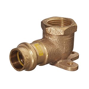 HS AQUAGAS V wall angle 15 mm x 1/2 inch 4534015012 90 degrees, press copper, female thread, brass
