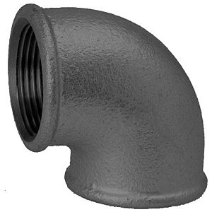Hermann Schmidt malleable iron elbow DN 10, 3/8&quot; 90°, internal thread, black