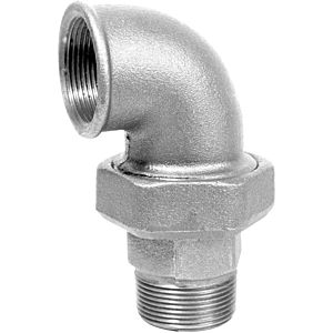 Raccord coudé en fonte malléable Hermann Schmidt DN 20, zingué 3/4&quot;, joint conique, filetage intérieur/extérieur