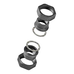 Kit de raccords de pompe en fonte malléable Hermann Schmidt 14372376 DN 25, 1&quot;, avec joint, noir