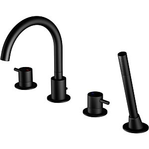 Steinberg Series 100 4-hole bath mixer 1002400S projection 192mm, swiveling spout, matt black