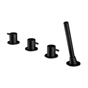 Steinberg Série 100 Mélangeur bain 4 trous 1002480S avec inverseur et douchette extractible, noir mat