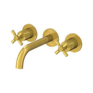 Steinberg Serie 250 Waschtisch-3-Loch-Armatur 2501902BG Ausladung 195 mm, Brushed Gold, Wandmontage, mit Einbaukörper