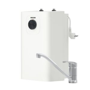 STIEBEL ELTRON petit réservoir de stockage sans pression SNU 5 Plus avec mitigeur MAE-K pour évier, fonction anti-goutte et thermostop, avec bouchon, chaudière sous évier 5 litres basse pression, 2 kW, 204976