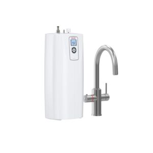 STIEBEL ELTRON neues Kochendwassersystem HOT 2.6 N Premium + 3in1 c 206271  gebürstet, heißes Wasser (95 °C) in einer Sekunde, Set mit Heißwassergerät und speziellem Wasserhahn für die Küche, TÜV geprüft