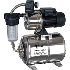 T.I.P. HWW INOX 1300 Plus F domestic waterworks - stainless steel 31155, with pre-filter, 4,350 l/h, 50 m delivery head, 1,200 W, 22 l tank