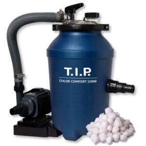 T.I.P. 2in1 Pool-Filterset und Chlordosierer - 15 m³ Becken, 4.000 l/h,  inkl. Filterballs, ChlorComfort 15000, 30302