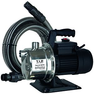 T.I.P. Clean Jet 1300 Plus Gartenpumpe - Edelstahl 30087, mit Ansauggarnitur,  4.400 l/h, 50 m Förderhöhe, 1.200 W