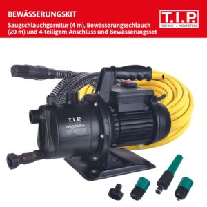 T.I.P. GPS 3200 Plus garden pump with irrigation set 30172, 3,200 l/h, 42 m delivery head, incl. 20 m hose, suction hose
