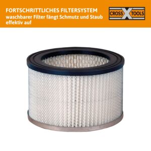 CROSS TOOLS filter cartridge - for NTAS 1200 wet-dry ash vacuum cleaner, metal, 68520