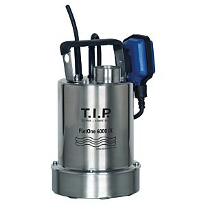 TIP Pool drainage submersible pump - stainless steel, 6,000 l/h, flat suction, 6 m discharge head, check valve, FlatOne 6000 IX 30440