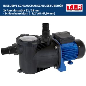 T.I.P. Poolpumpe - Filter-/Umwälzpumpe mit Vorfilter und Timer, 40 m³ Becken,  13.000 l/h, selbstansaugend, SPP 600 FT 30444