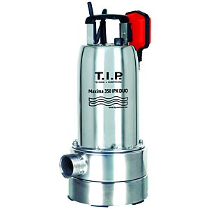 T.I.P. Schmutzwasser Tauchpumpe - Edelstahl, 20.000l/h, Flachabsaugend,  8m Förderhöhe, 30mm Korngröße, MAXIMA 350IPX DUO 30274