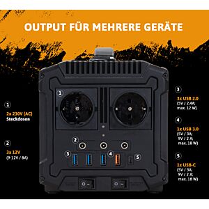 CROSS TOOLS Powerstation 500W - Portable solar generator 555Wh, with quick charge, robust, TRAVELBOX 500V, 68051