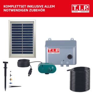 T.I.P. SBS 36 Système d'arrosage solaire 30338,  automatique, 36 l/h, hauteur de refoulement 3 m, kit complet, tuyau de 10 m inclus