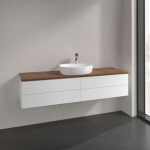 Villeroy und Boch Antao Waschtisch-Unterschrank K25112MT 160x36x50cm, Waschbeckenplattenfarbe warm walnut, white matt lacquer