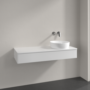 Villeroy &amp; Boch Antao vanity unit K12050GF 120x19x50cm, tap hole, washbasin top color: glossy white lacquer