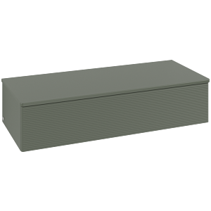 Villeroy und Boch Antao Sideboard L41100HL mit Beleuchtung, 1 Auszug, 1200 x 268 x 500 mm, Front mit Struktur, Leaf Green Matt Lacquer / Leaf Green Matt Lacquer