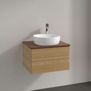 Villeroy &amp; Boch Antao vanity unit L18052HN with lighting, 2 drawers, 600 x 360 x 500 mm, smooth front, Honey Oak / Warm Walnut