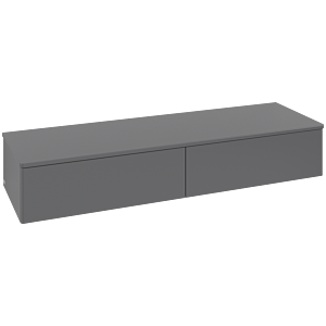 Villeroy und Boch Antao Sideboard L42000GK mit Beleuchtung, 2 Auszüge, 1600 x 268 x 500 mm, Front ohne Struktur, Anthracite Matt Lacquer / Anthracite Matt Lacquer