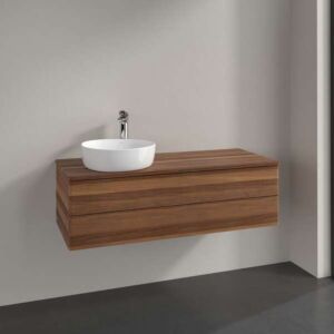 Villeroy und Boch Antao Waschtisch-Unterschrank L22012HM mit Beleuchtung, 2 Auszüge, 1200 x 360 x 500 mm, Front ohne Struktur, Warm Walnut / Warm Walnut