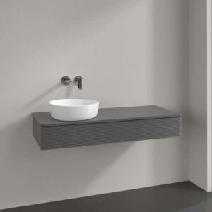 Villeroy &amp; Boch Antao vanity unit K11150GK 120x19x50cm, tap hole, washbasin top color: anthracite matt lacquer