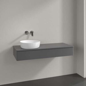 Villeroy &amp; Boch Antao vanity unit K11050GK 120x19x50cm, tap hole, washbasin top color: anthracite matt lacquer
