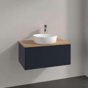 Villeroy und Boch Antao Waschtisch-Unterschrank K30111HG 80x36x50cm, Waschbeckenplattenfarbe honey oak, midnight blue matt lacquer