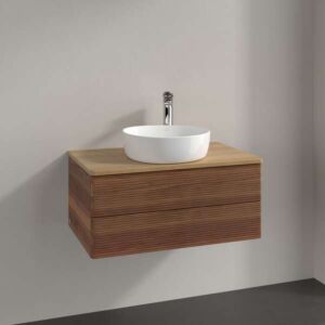 Villeroy und Boch Antao Waschtisch-Unterschrank K19151HM 80x36x50cm, Hahnloch, Waschbeckenplattenfarbe honey oak, warm walnut