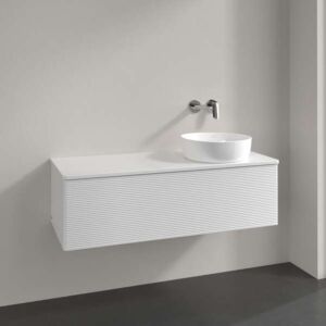 Villeroy &amp; Boch Antao vanity unit K34150GF 120x36x50cm, tap hole, washbasin top color: glossy white lacquer