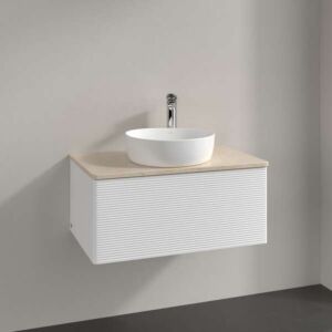 Villeroy und Boch Antao Waschtisch-Unterschrank K30113MT 80x36x50cm, Waschbeckenplattenfarbe botticino, white matt lacquer