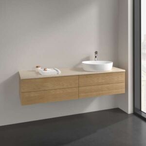 Villeroy und Boch Antao Waschtisch-Unterschrank K27153HN 160x36x50cm, Hahnloch, Waschbeckenplattenfarbe botticino, honey oak